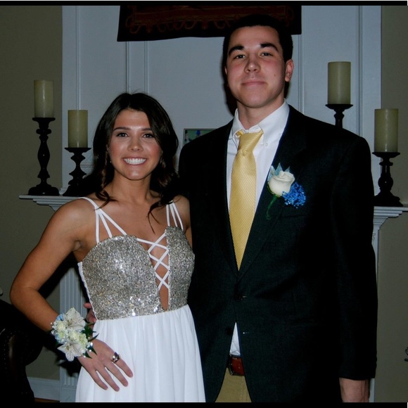 White Dress with Gold Sequins - Picture 6 of 8